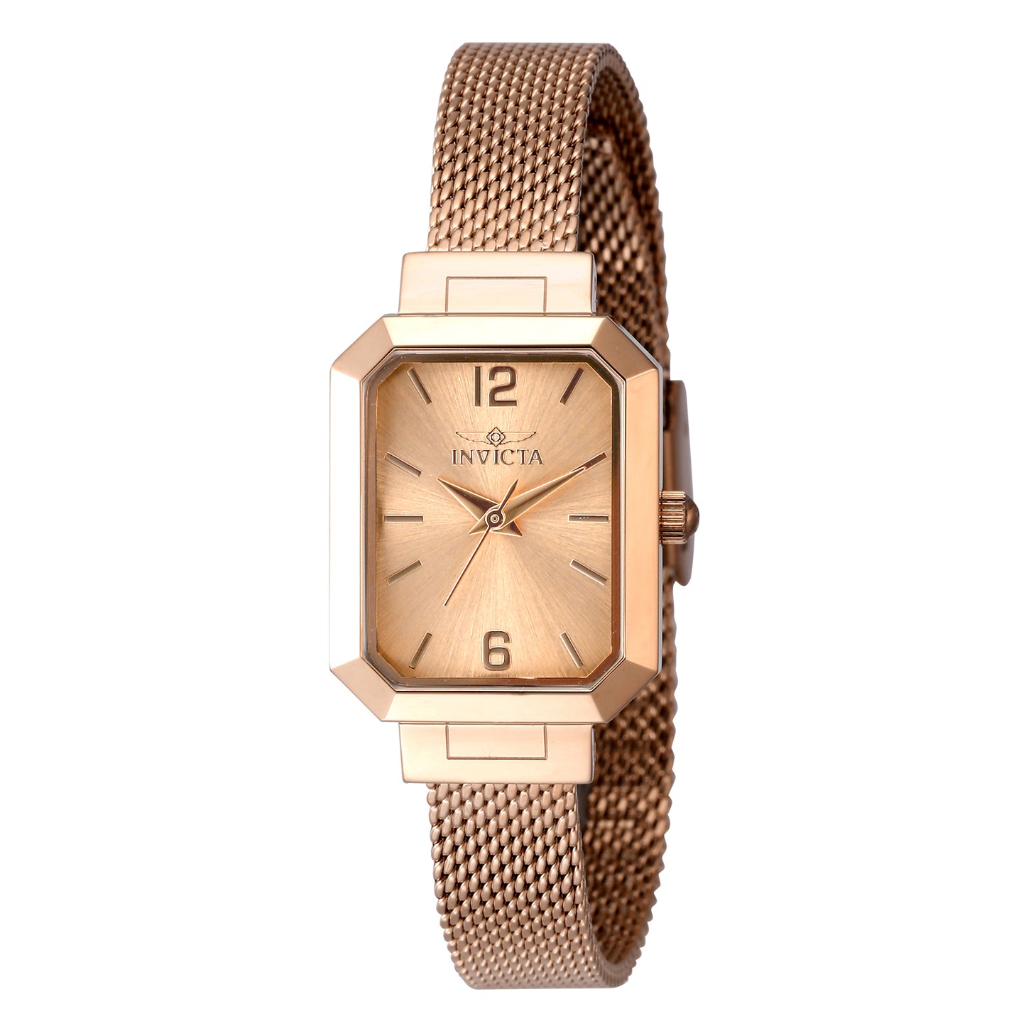 Invicta Women's 21mm Angel Quartz Beveled Rectangle Monochromatic Mesh Bracelet Watch