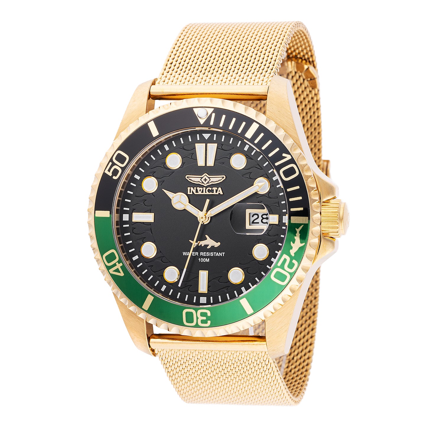 Invicta Men's 43mm Pro Diver Quartz Date Goldtone Mesh Bracelet Watch