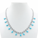 Sterling Silver Sleeping Beauty Turquoise & White Zircon Charm Necklace