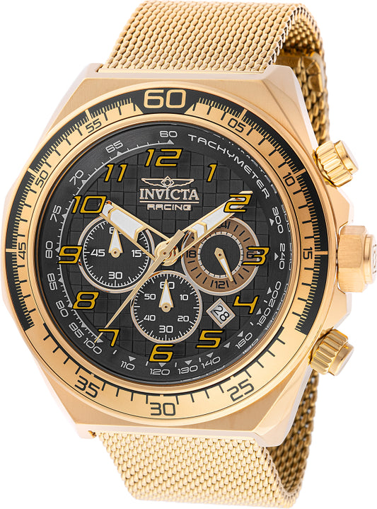 Invicta Men's 50mm Racing Quartz Chronograph Goldtone Mesh Bracelet Watch