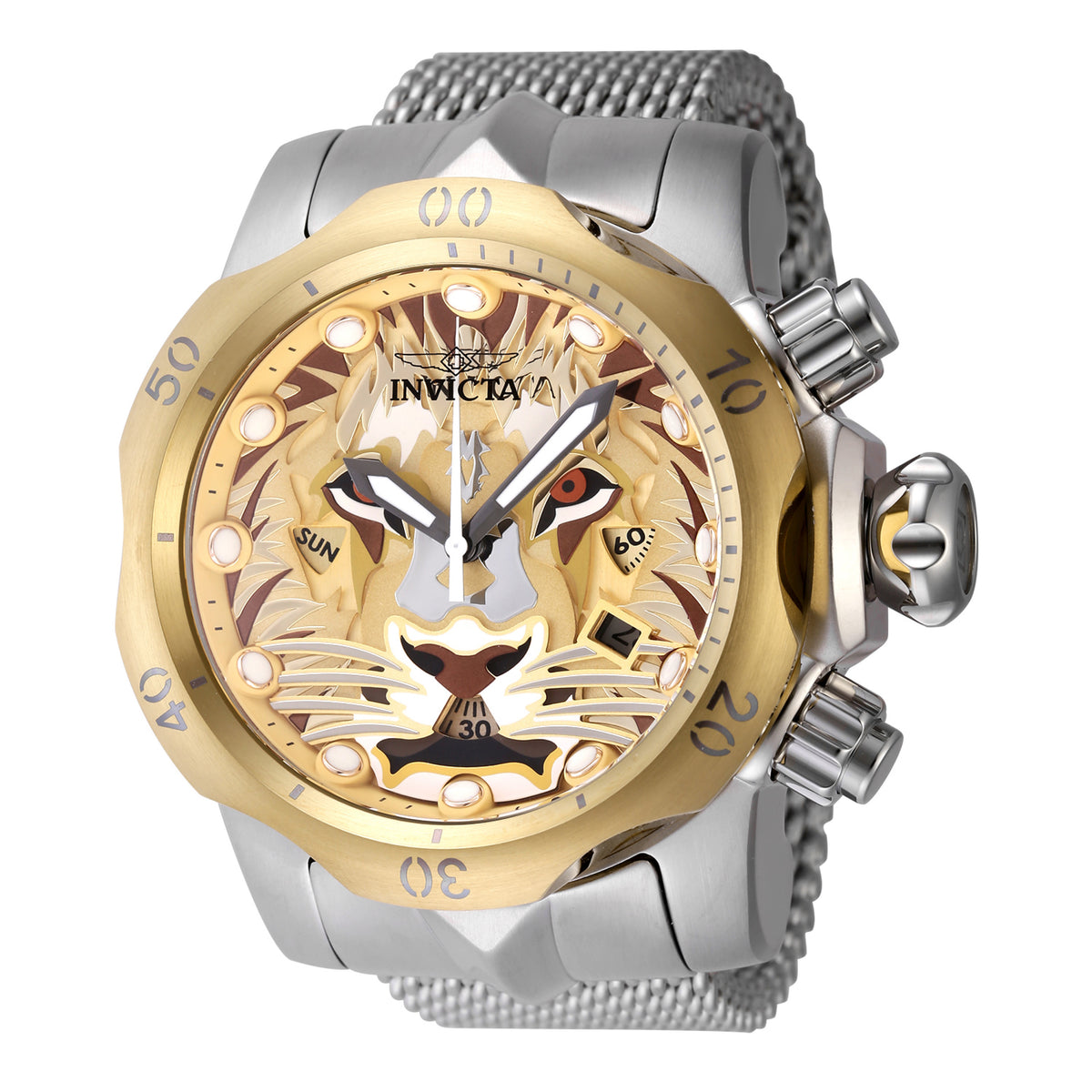 Invicta Men's 53mm Venom Quartz Multifunction Tiger Mesh Bracelet Watch