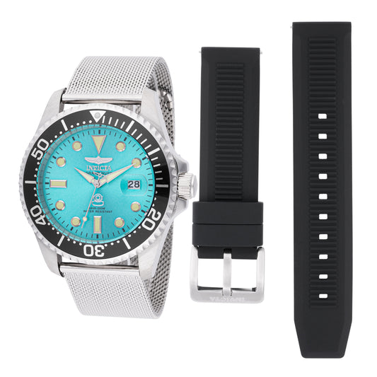 Invicta Men's 42mm Pro Diver Quartz Black & Blue Interchangeable Silicone Strap Watch