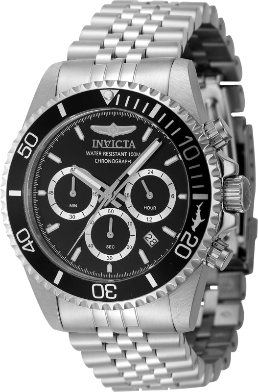 Invicta Men's 43mm Pro Diver Quartz Chronograph Black Dial Bracelet Watch