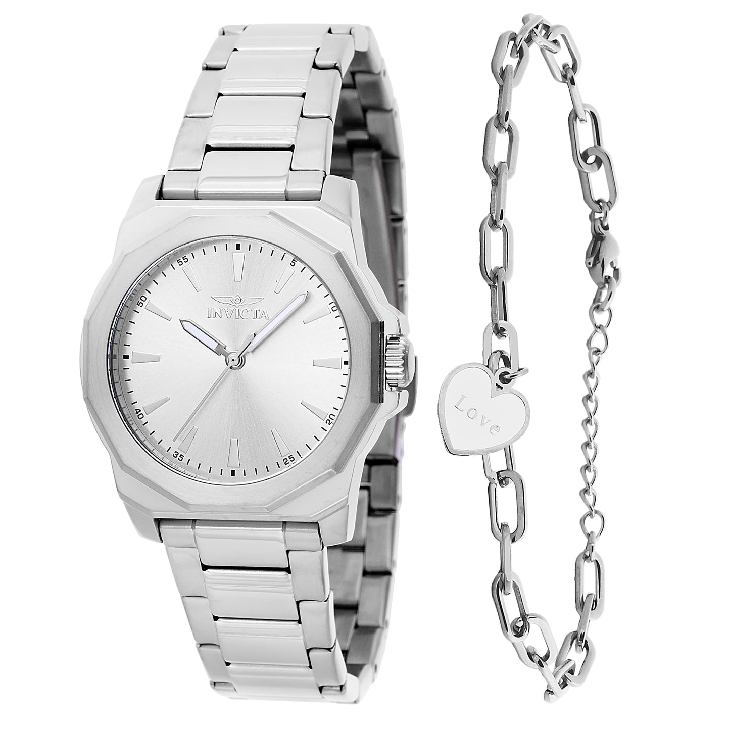 Invicta Women's 34mm Speedway Quartz Watch & "Love" Charm Bracelet Set