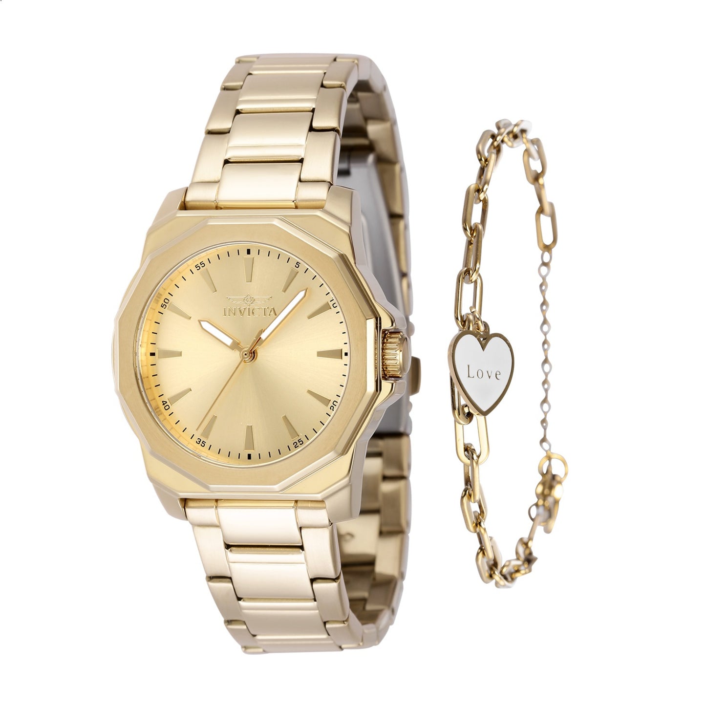 Invicta Women's 34mm Speedway Quartz Watch & "Love" Charm Bracelet Set