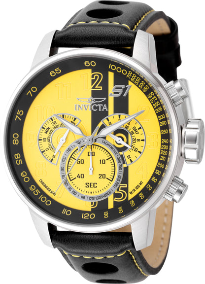 Invicta Men's 48mm S1 Rally Quartz Chronograph Striped Dial Leather Strap Watch