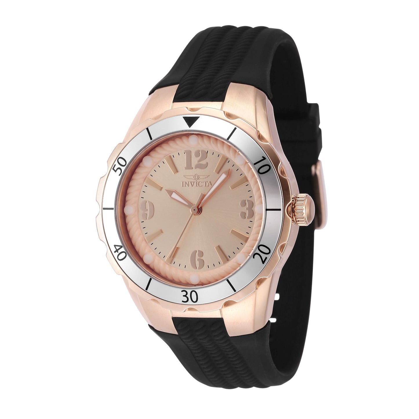 Invicta Women's 38mm Angel Quartz Luminous Markers Textured Silicone Strap Watch