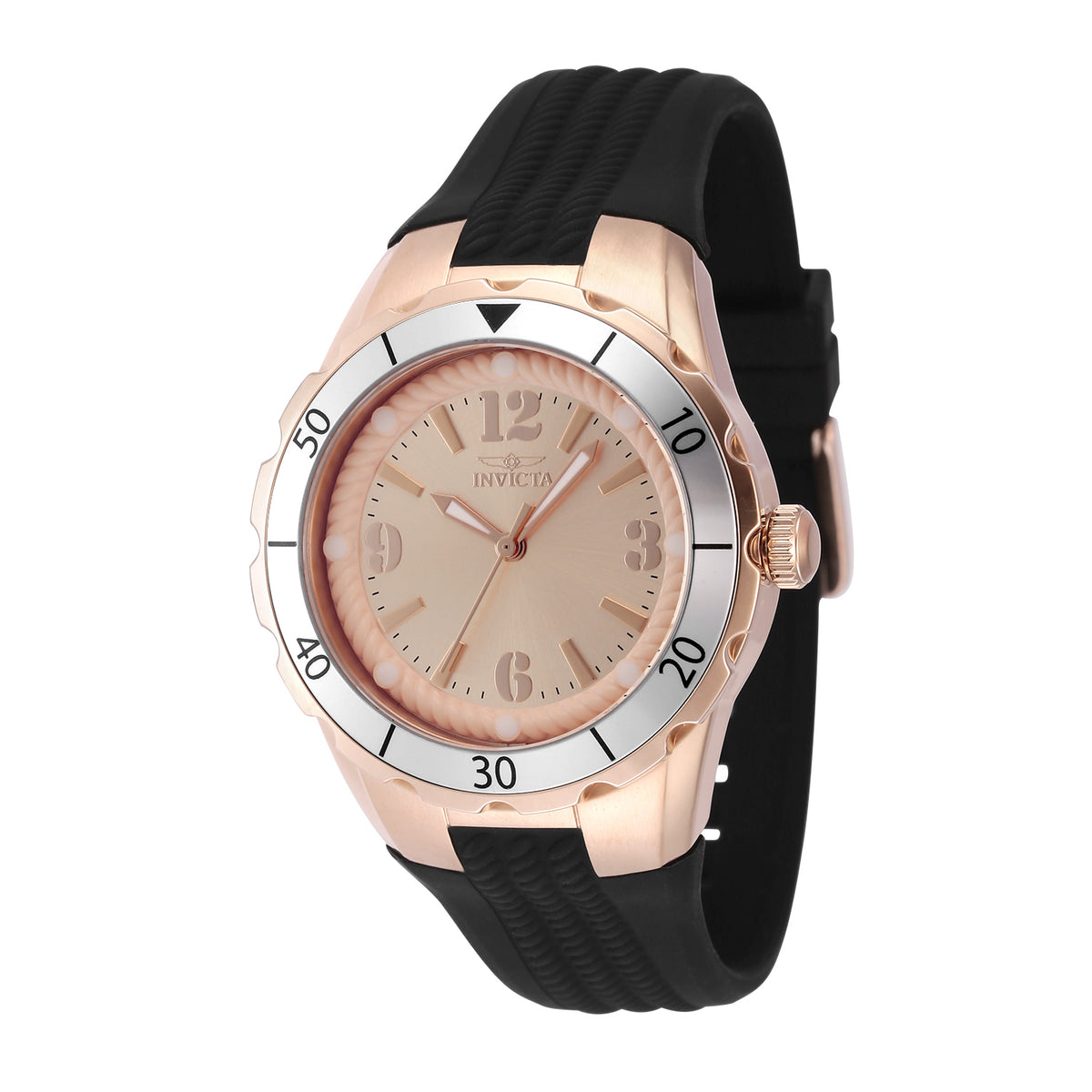 Invicta Women's 38mm Angel Quartz Luminous Markers Textured Silicone Strap Watch