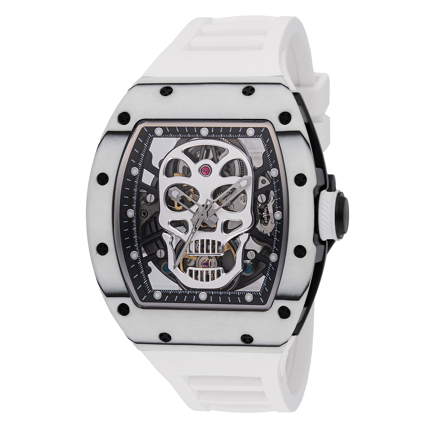 Invicta Men's 41mm S1 Rally Automatic Skull Dial Whiteout Silicone Strap Watch
