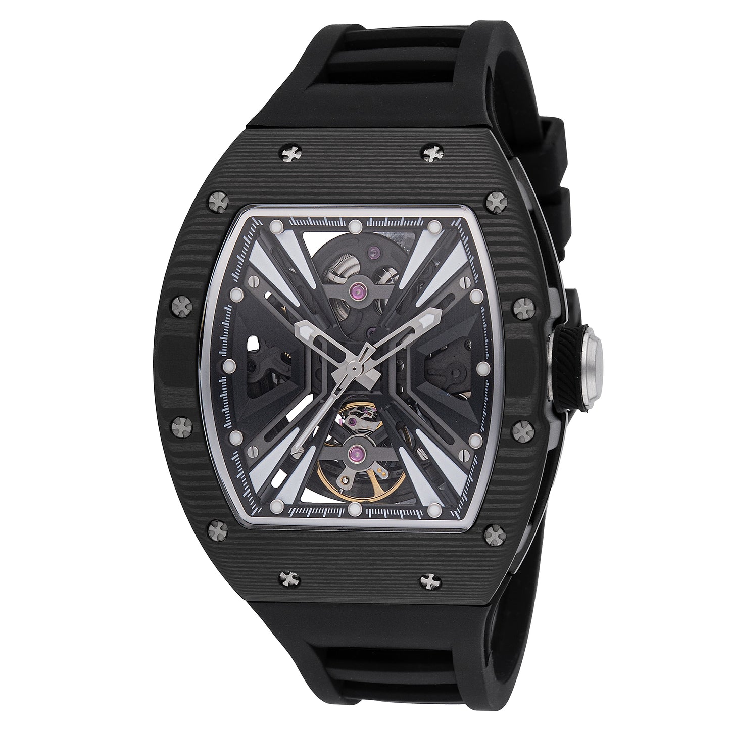 Invicta Men's 41mm S1 Rally Automatic Exhibition Dial Carbon Fiber Case Silicone Strap Watch