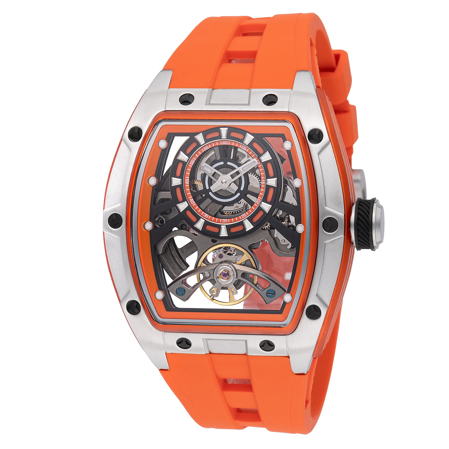 Invicta Men's 44mm S1 Rally Automatic Skeletonized Dial Tonneau Silicone Strap Watch
