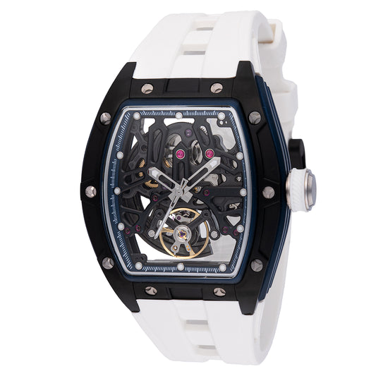 Invicta Men's 44mm S1 Rally Automatic Black Skeletonized Dial Silicone Strap Watch