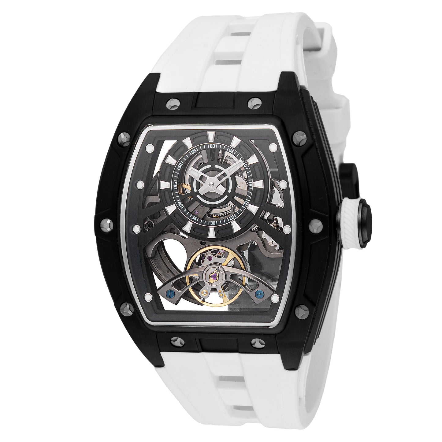 Invicta Men's 44mm S1 Rally Automatic Skeletonized Dial Tonneau Silicone Strap Watch
