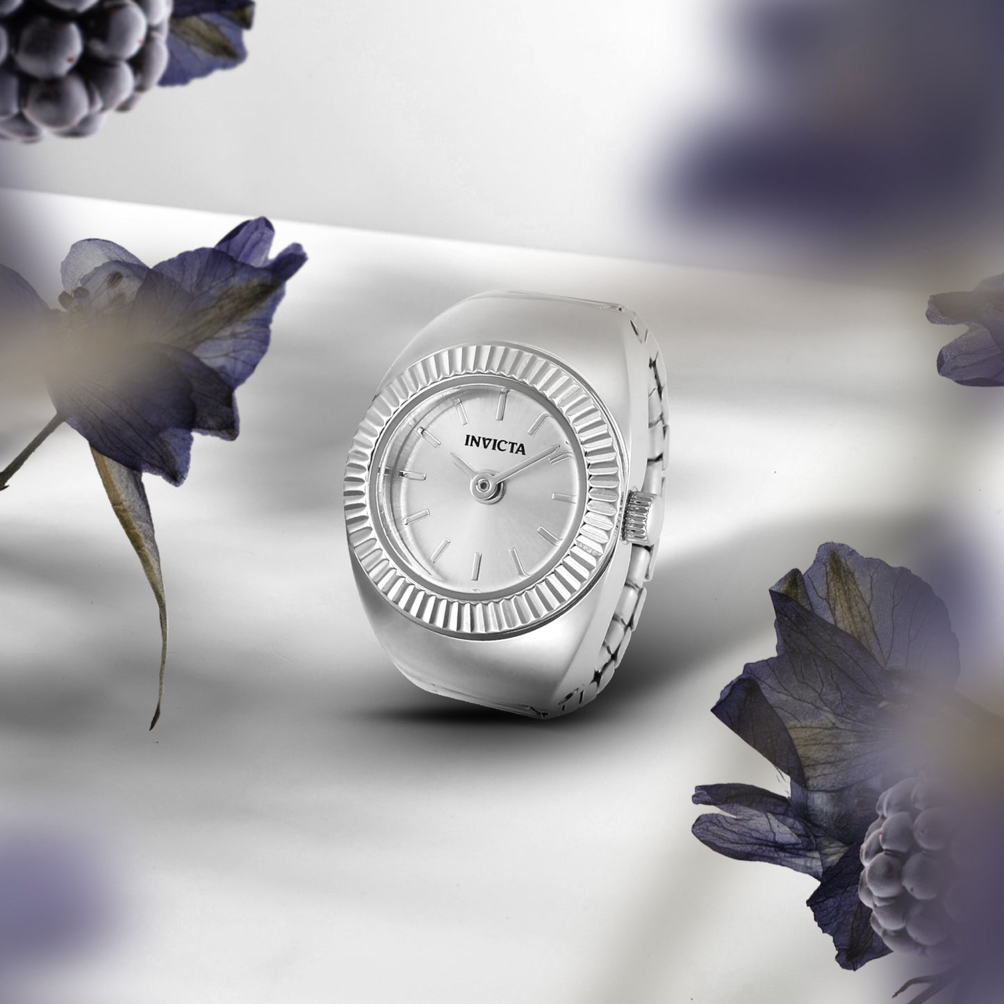 Invicta Women's 16mm Quartz Fluted Bezel Mini Ring Watch