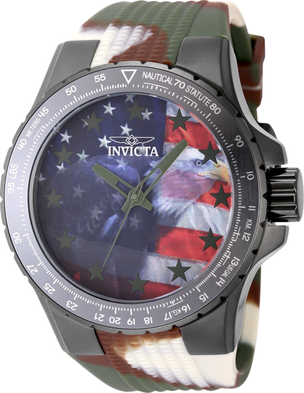 Invicta Men's 50mm Aviator Quartz Americana Silicone Strap Watch