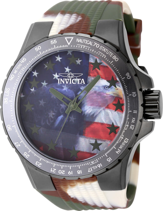 Invicta Men's 50mm Aviator Quartz Americana Silicone Strap Watch