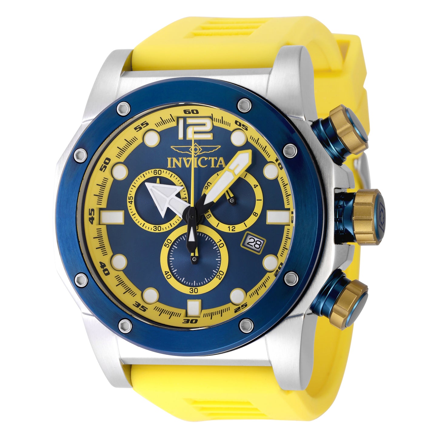 Invicta Men's 52mm Sea Hunter Quartz Chronograph Ridged Silicone Strap Watch