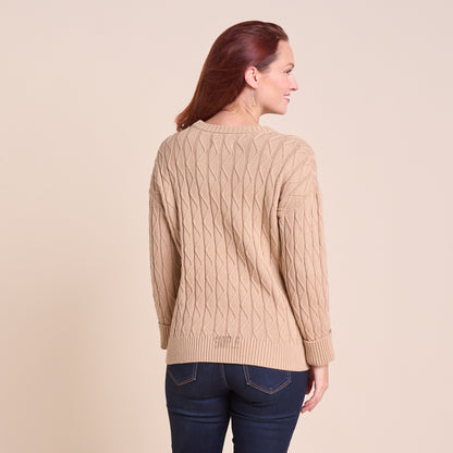 Christopher & Banks Lace Stitch Drop Shoulder Pullover Sweater