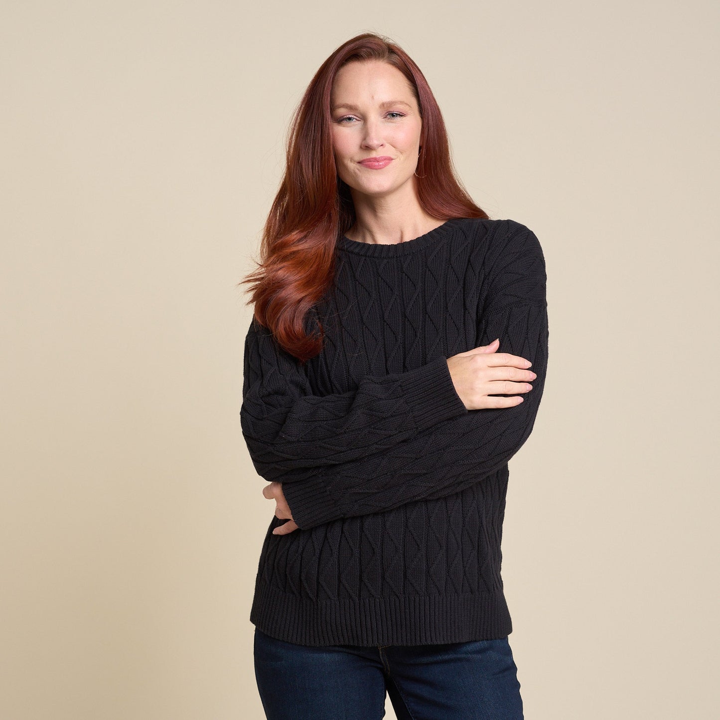 Christopher & Banks Lace Stitch Drop Shoulder Pullover Sweater