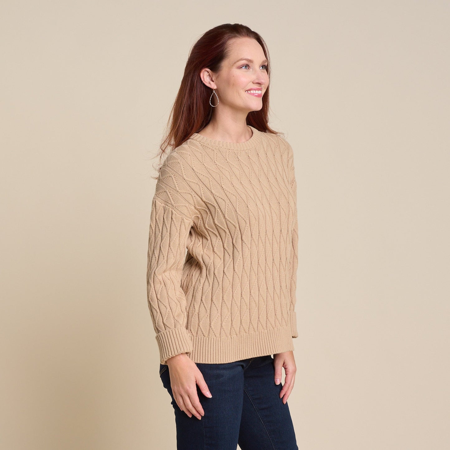 Christopher & Banks Lace Stitch Drop Shoulder Pullover Sweater