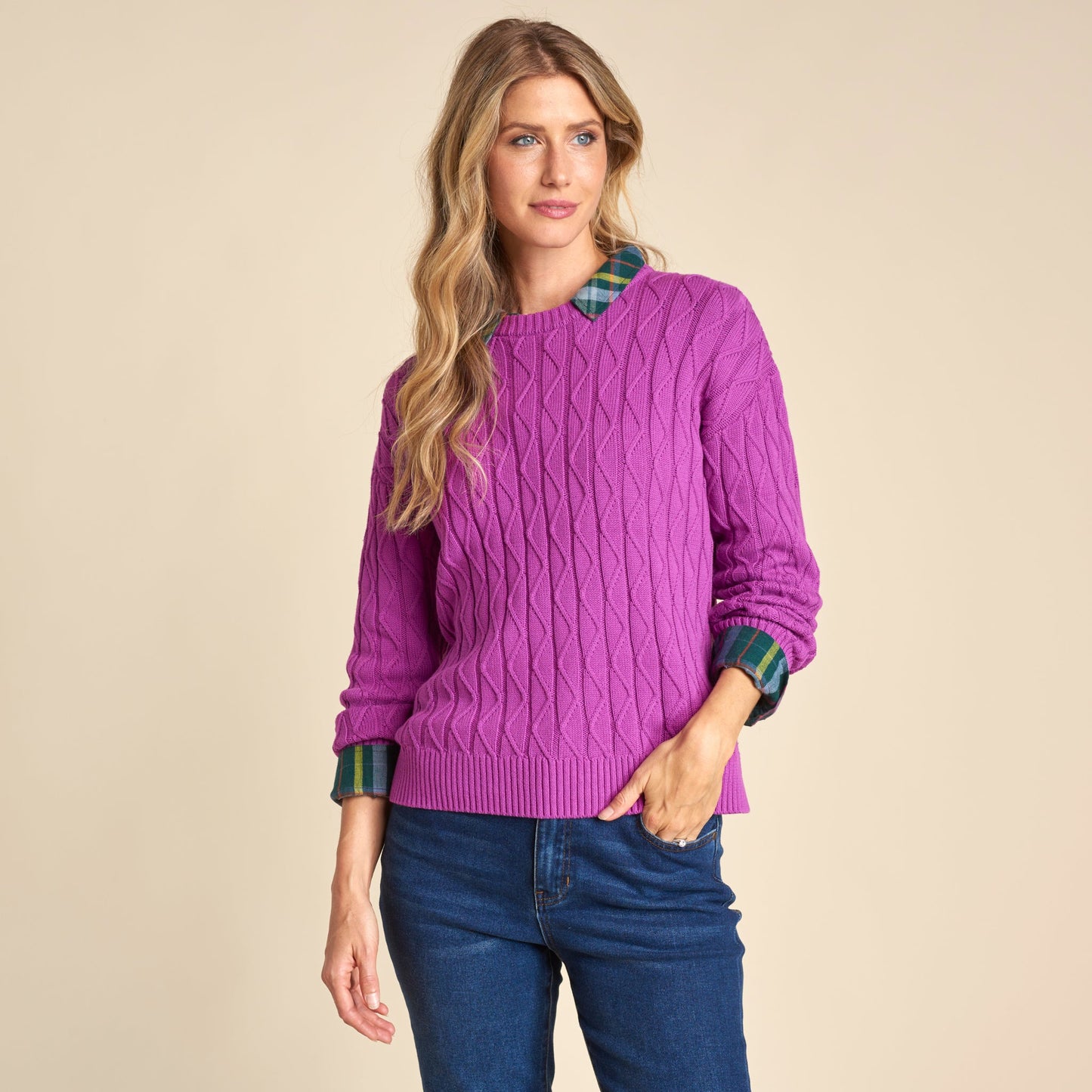 Christopher & Banks Lace Stitch Drop Shoulder Pullover Sweater