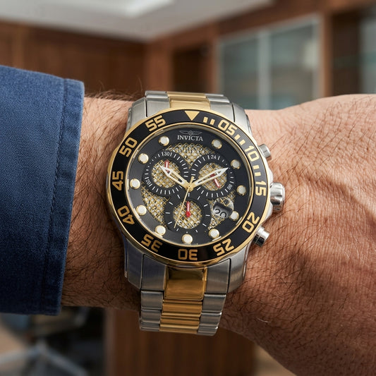 Invicta Men's 48mm Pro Diver Scuba Quartz Chronograph Grid Dial Bracelet Watch