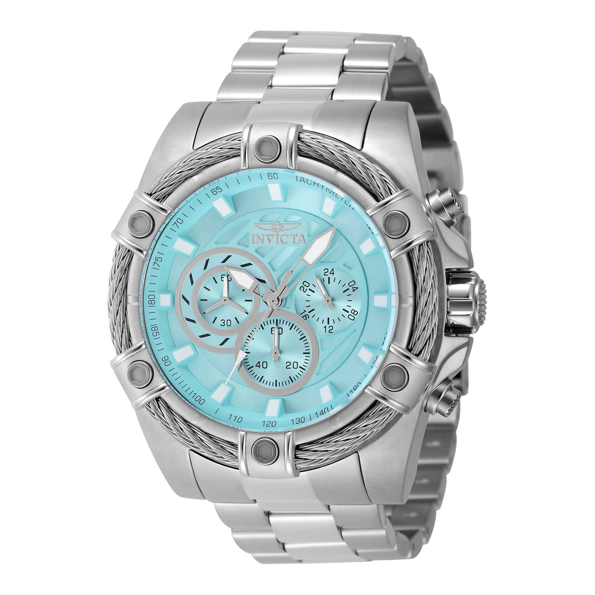 Invicta Men's 52mm Bolt Quartz Chronograph Robin's Egg Blue Dial Bracelet Watch