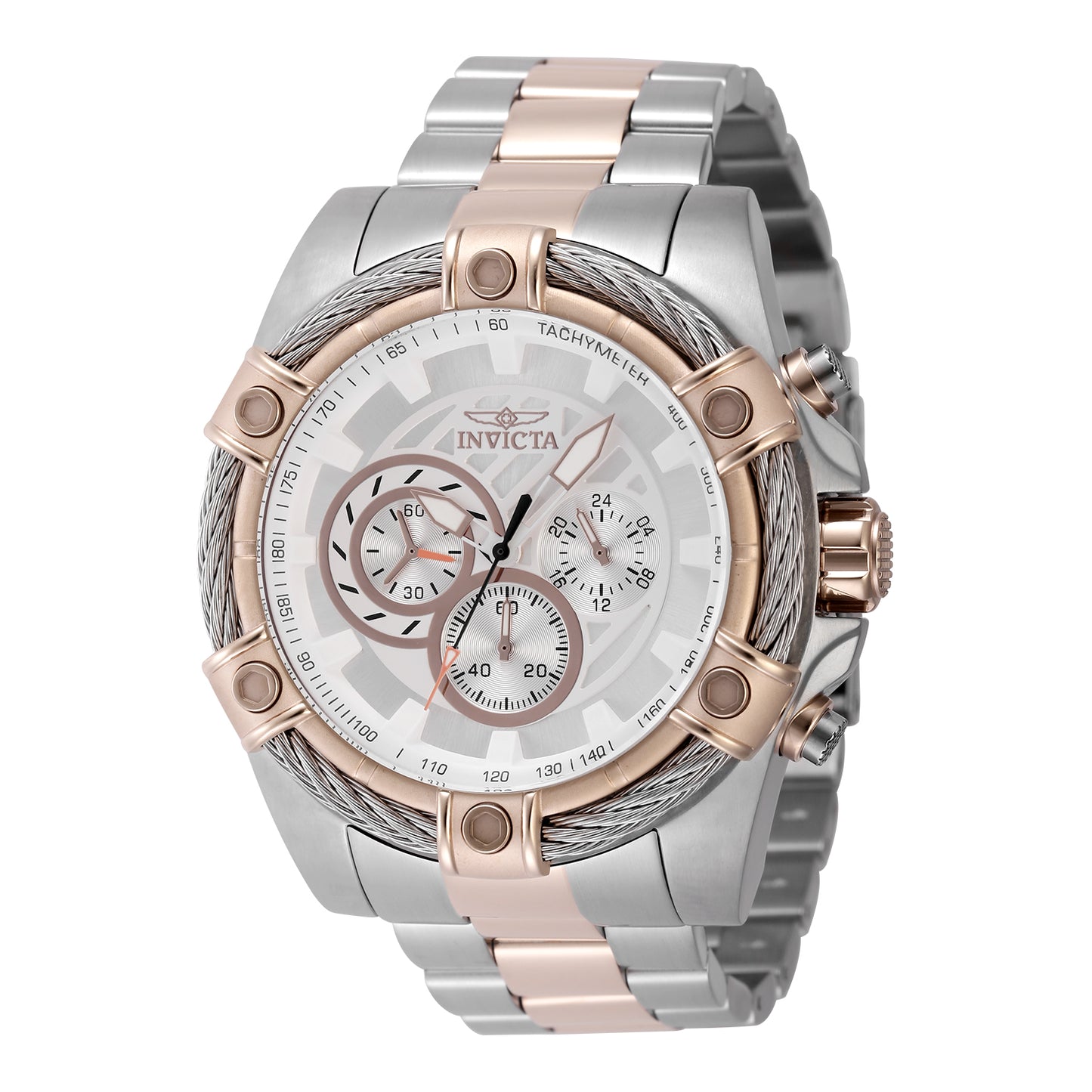 Invicta Men's 52mm Bolt Quartz Chronograph Twisted Cable Bezel Bracelet Watch