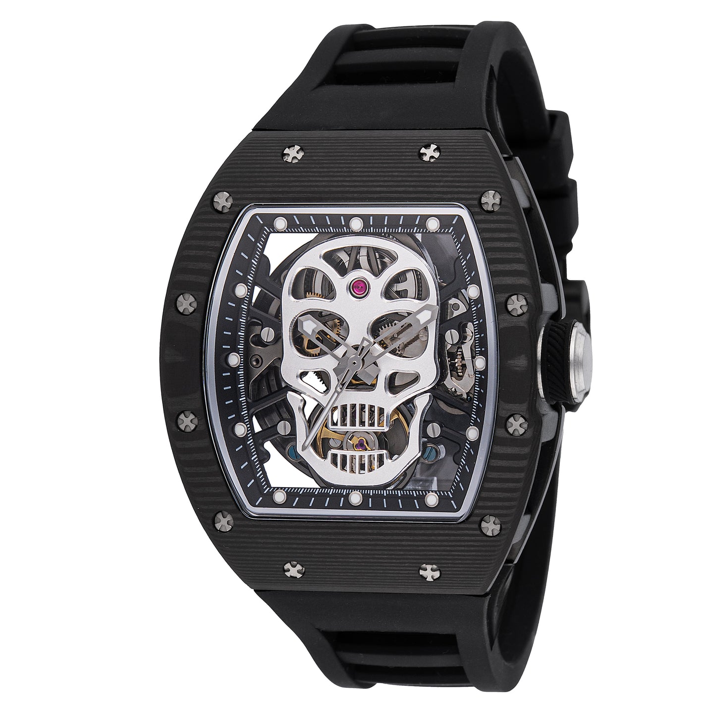 Invicta Men's 41mm S1 Rally Automatic Skeletonized Skull Silicone Strap Watch