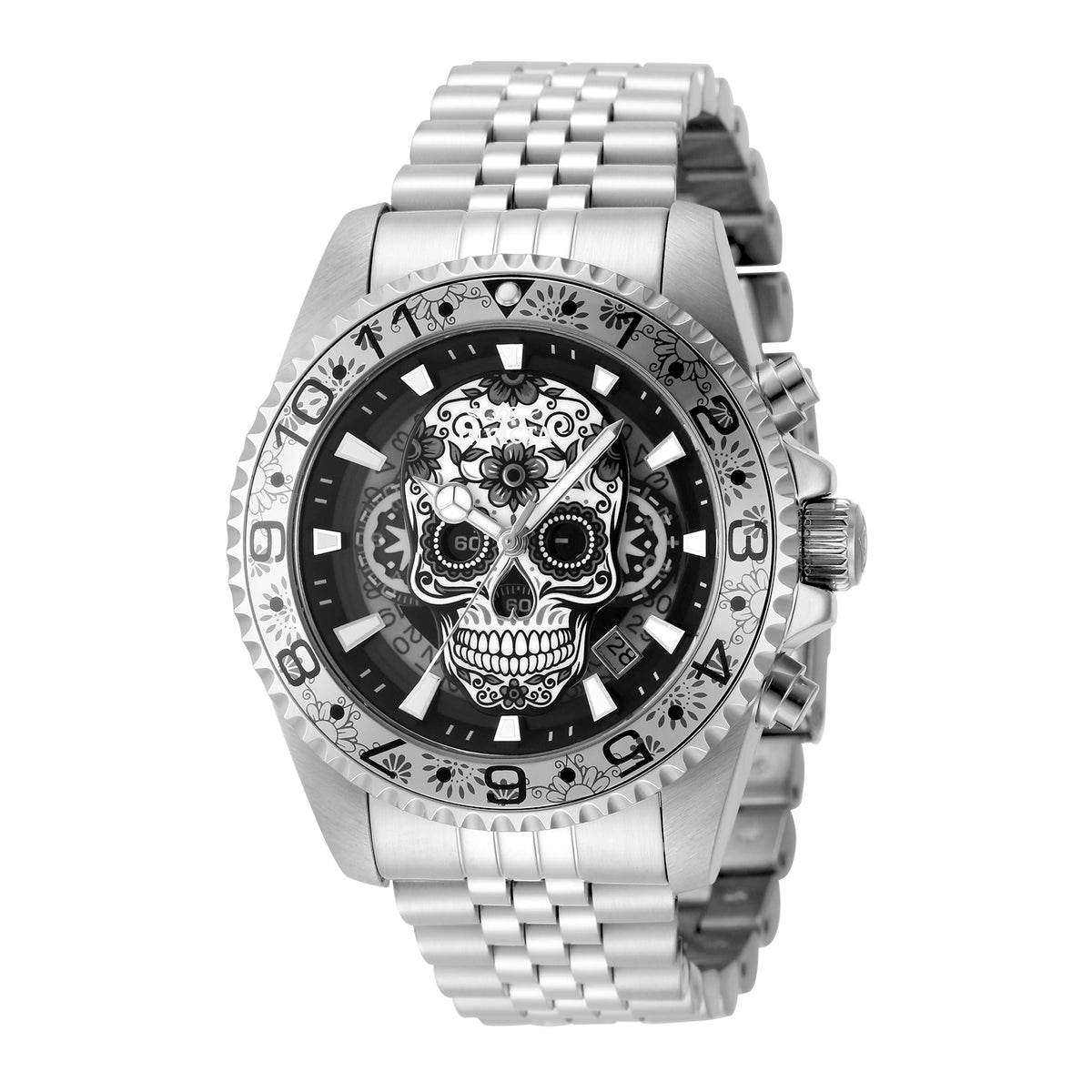 Invicta Men's 43mm Pro Diver Quartz Chrono Dia de los Muertos Skull Bracelet Watch