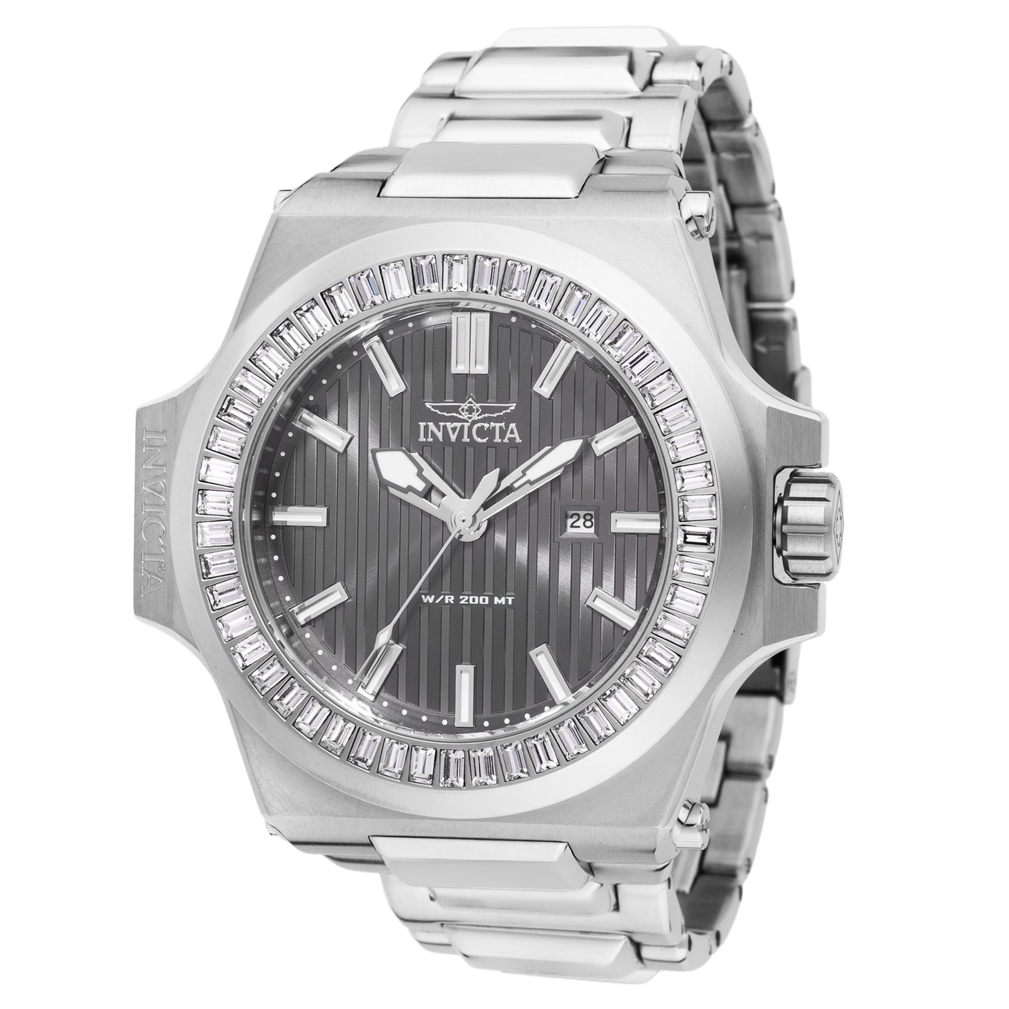 Invicta Men's 58mm Akula Quartz Striped Dial Crystal Accented Bracelet Watch