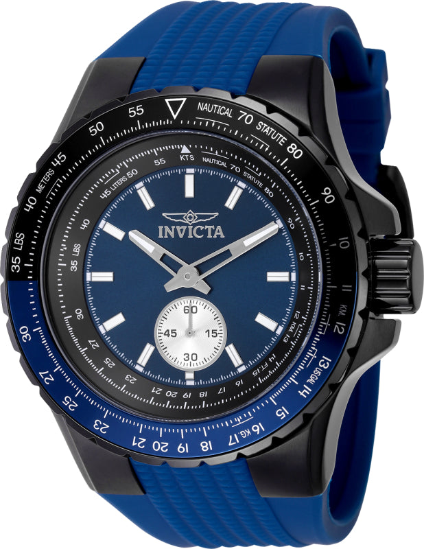 Invicta Men's 50mm Aviator Quartz Multifunction Two-Tone Bezel Silicone Strap Watch