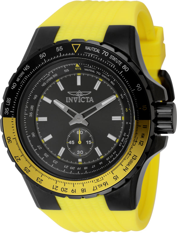 Invicta Men's 50mm Aviator Quartz Multifunction Two-Tone Bezel Silicone Strap Watch