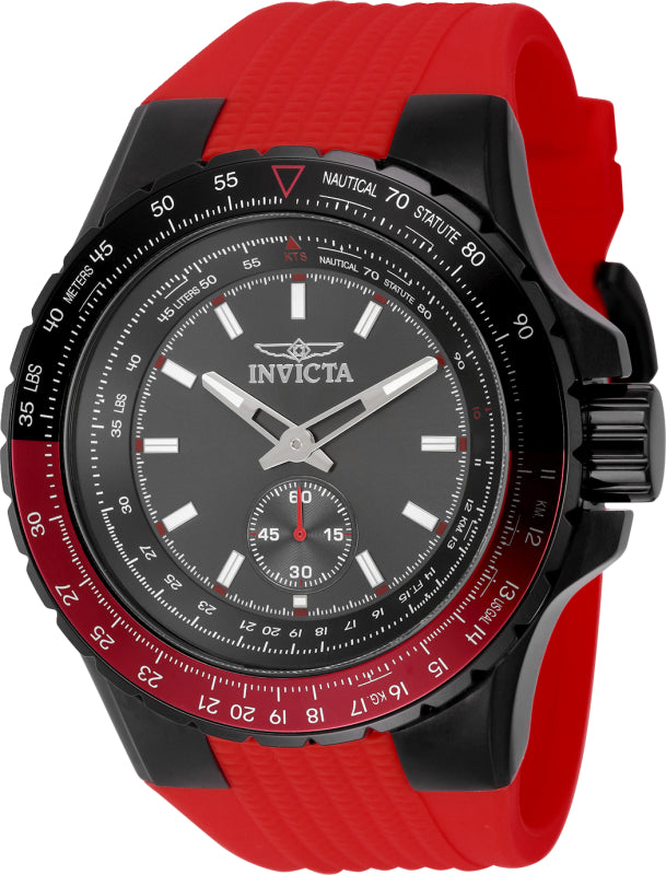 Invicta Men's 50mm Aviator Quartz Multifunction Two-Tone Bezel Silicone Strap Watch