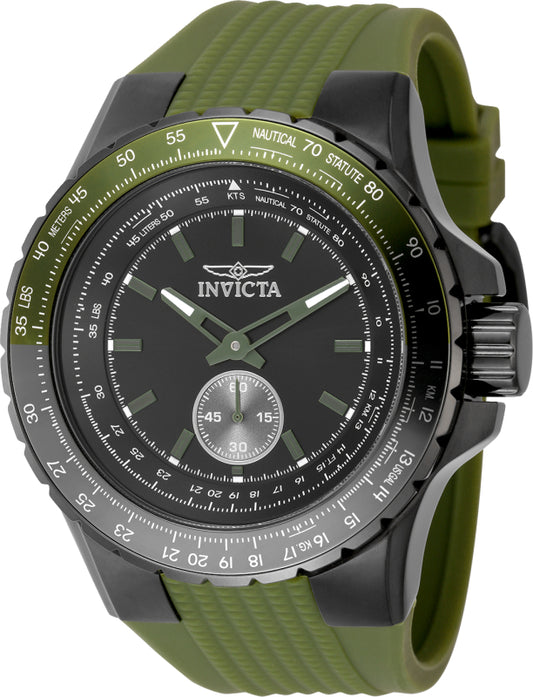 Invicta Men's 50mm Aviator Quartz Multifunction Green Silicone Strap Watch