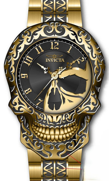 Invicta Men's 50mm Artist Quartz Skull Case Etched Bracelet Watch