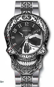 Invicta Men's 50mm Artist Quartz Skull Case Etched Bracelet Watch