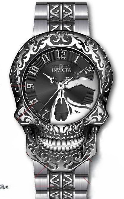Invicta Men's 50mm Artist Quartz Skull Case Etched Bracelet Watch