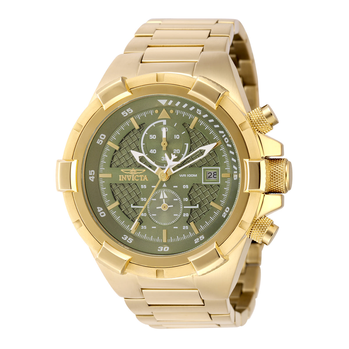 Invicta Men's 50mm Aviator Quartz Chronograph Goldtone Bracelet Watch