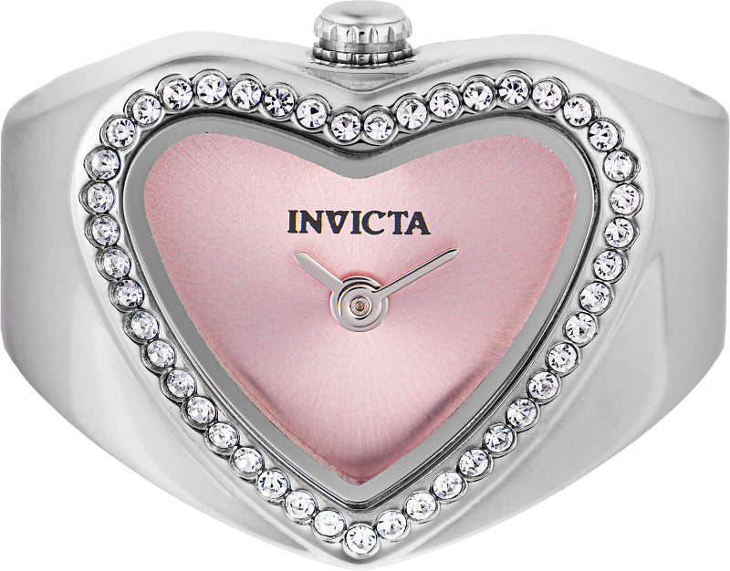 Invicta Women's 18mm Angel Quartz Crystal Halo Heart-Shaped Mini Ring Watch