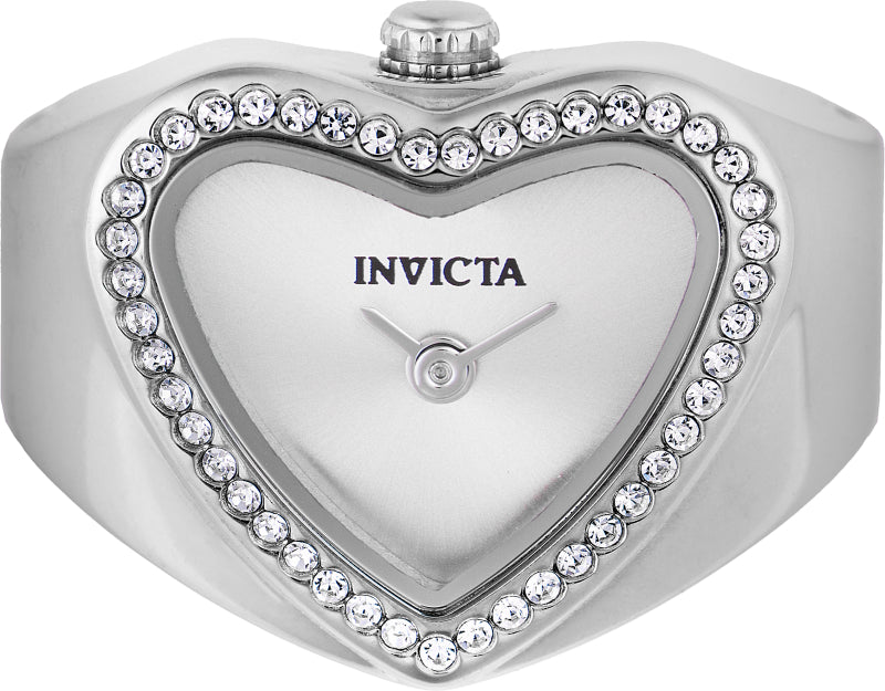 Invicta Women's 18mm Angel Quartz Crystal Halo Heart-Shaped Mini Ring Watch