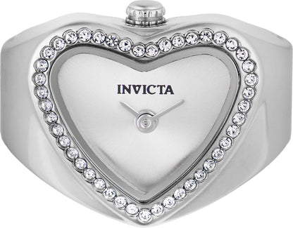 Invicta Women's 18mm Angel Quartz Crystal Halo Heart-Shaped Mini Ring Watch