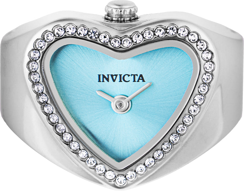 Invicta Women's 18mm Angel Quartz Crystal Halo Heart-Shaped Mini Ring Watch