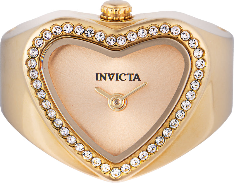 Invicta Women's 18mm Angel Quartz Crystal Halo Heart-Shaped Mini Ring Watch