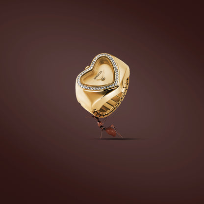 Invicta Women's 18mm Angel Quartz Crystal Halo Heart-Shaped Mini Ring Watch