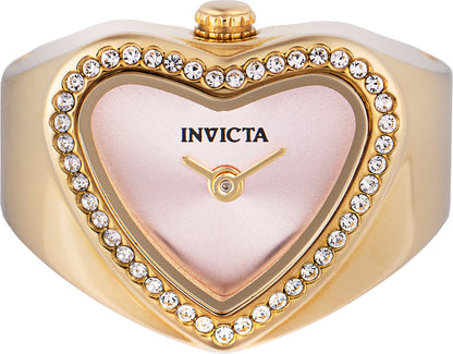 Invicta Women's 18mm Angel Quartz Crystal Halo Heart-Shaped Mini Ring Watch