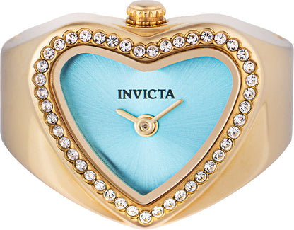 Invicta Women's 18mm Angel Quartz Crystal Halo Heart-Shaped Mini Ring Watch