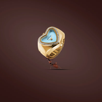 Invicta Women's 18mm Angel Quartz Crystal Halo Heart-Shaped Mini Ring Watch