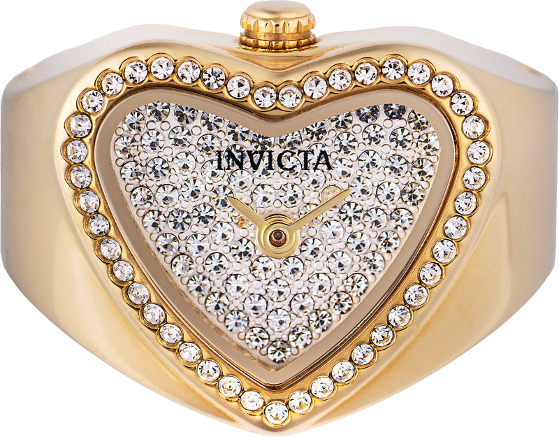 Invicta Women's 18mm Angel Quartz Crystal Dial Heart-Shaped Mini Ring Watch
