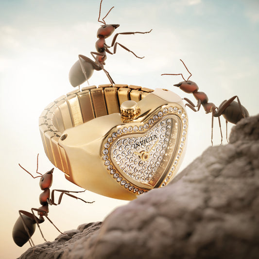 Invicta Women's 18mm Angel Quartz Crystal Dial Heart-Shaped Mini Ring Watch